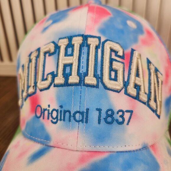 Robin Ruth Michigan Bubble Gum Tie Dye Hat Cap Blue Pink Colorful Pastels Design - Picture 3 of 10